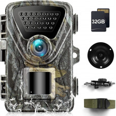 Wildlife Camera 2.7K Trail Camera 1520P 28MP, 850nm IR LEDs Night Vision Motion Activated Hunting Camera IP66 Waterproof 0.2s Trigger Time Game Camera with 32GB SD Card for Wildlife Monitoring